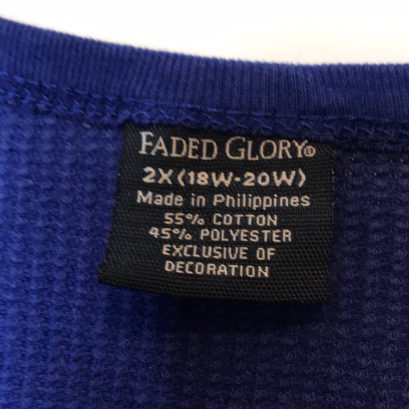 Faded Glory Blue White Top 2X 18W 20W PLUS SIZE - Picture 2 of 8